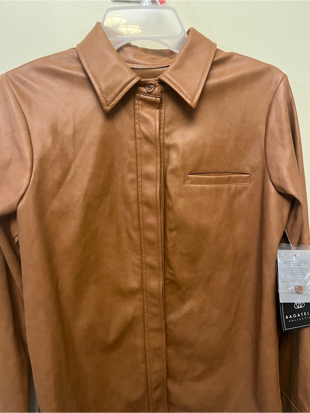 Bagatelle Faux Leather Jacket in Cognac Brown